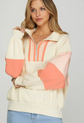 “Peachy Glow” Colorblock Half-Zip Pullover image 1