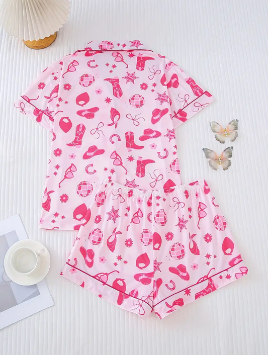 💗 Western Barbie Dreams Pink Cowgirl Icon Pajama Set image 1
