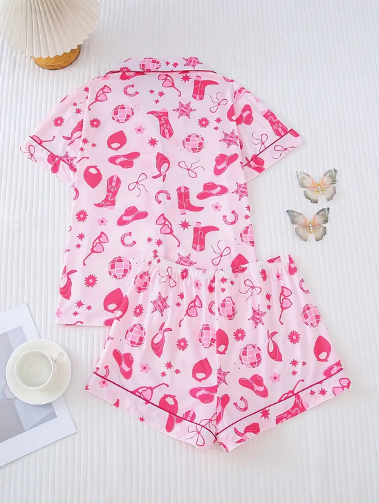 💗 Western Barbie Dreams Pink Cowgirl Icon Pajama Set image 1