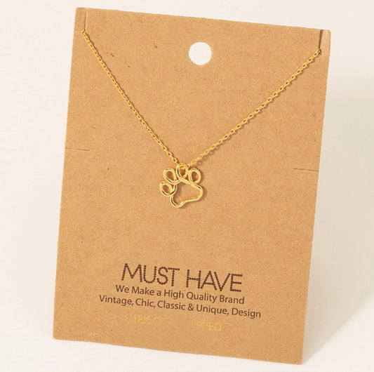 Outline Paw Print Necklace – 18K Gold Dipped image 0