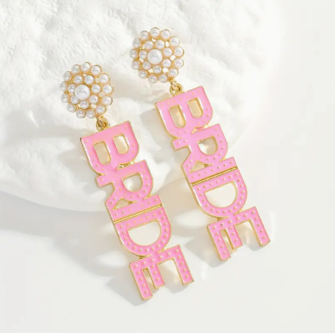 👰‍♀️ BRIDE Statement Earrings – Pearls & Pop Color image 3