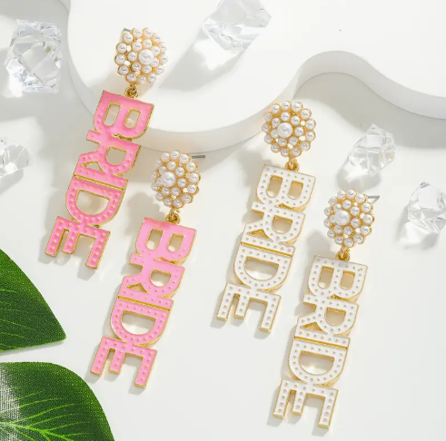 👰‍♀️ BRIDE Statement Earrings – Pearls & Pop Color image 0
