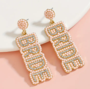 💍 Bride Beaded Statement Earrings image 1