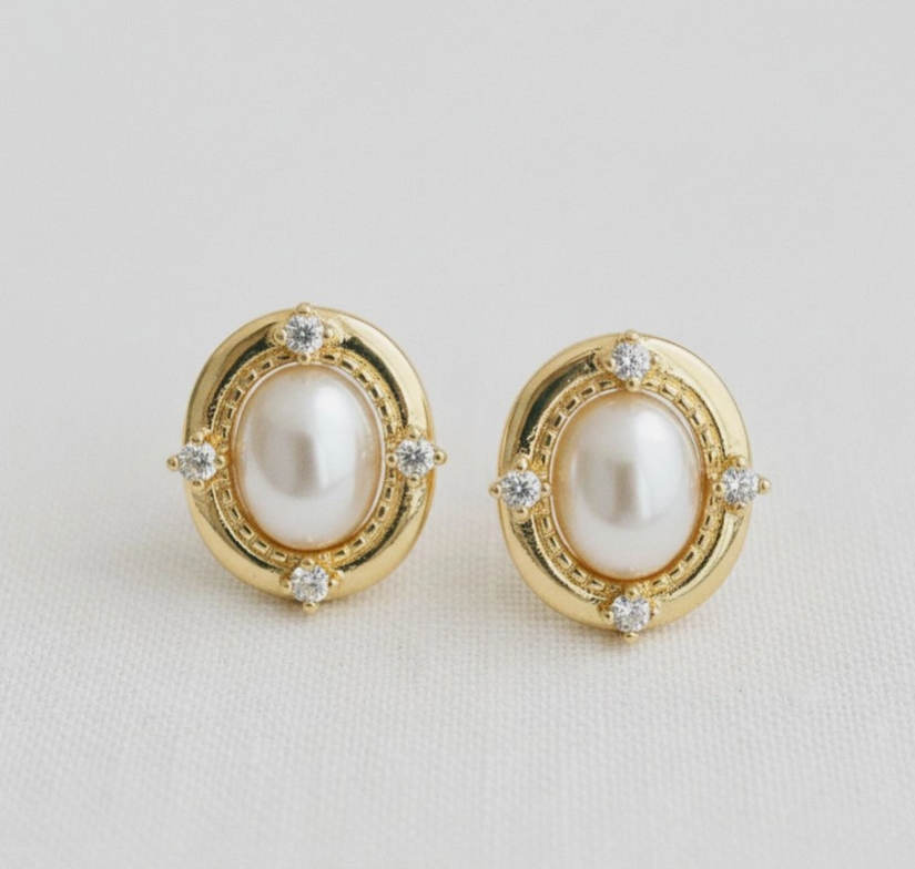 Chic Pearl and Zirconia Drop Earrings image 0