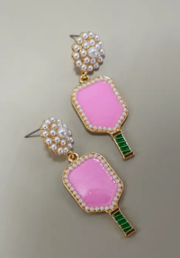 🎾 Pearl Paddle Drop Earrings – Pickleball Glam image 4
