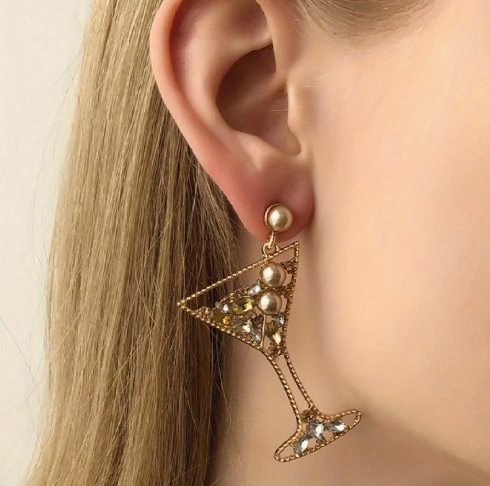 Gold Sparkling Cocktail Statement Earrings image 0