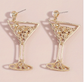 Gold Sparkling Cocktail Statement Earrings image 1