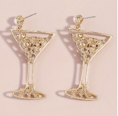 Gold Sparkling Cocktail Statement Earrings image 1