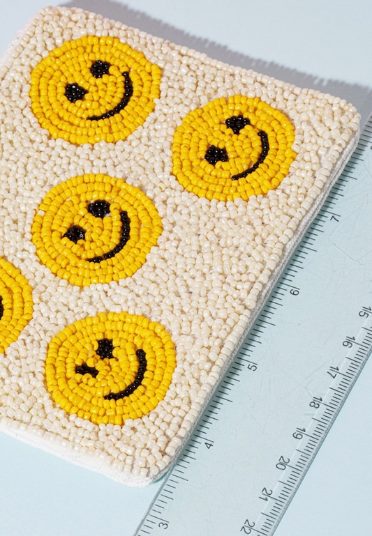 Beaded Smiley Face Coin Purse image 1
