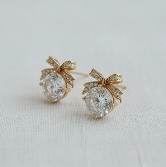 Cubic Zirconia Bow Stud Earrings image 1